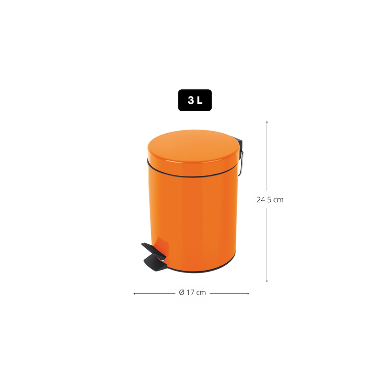 Poubelle à pédale Acier SYDNEY 3L Orange Spirella