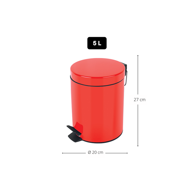 Poubelle à pédale Acier SYDNEY 5L Rouge Spirella