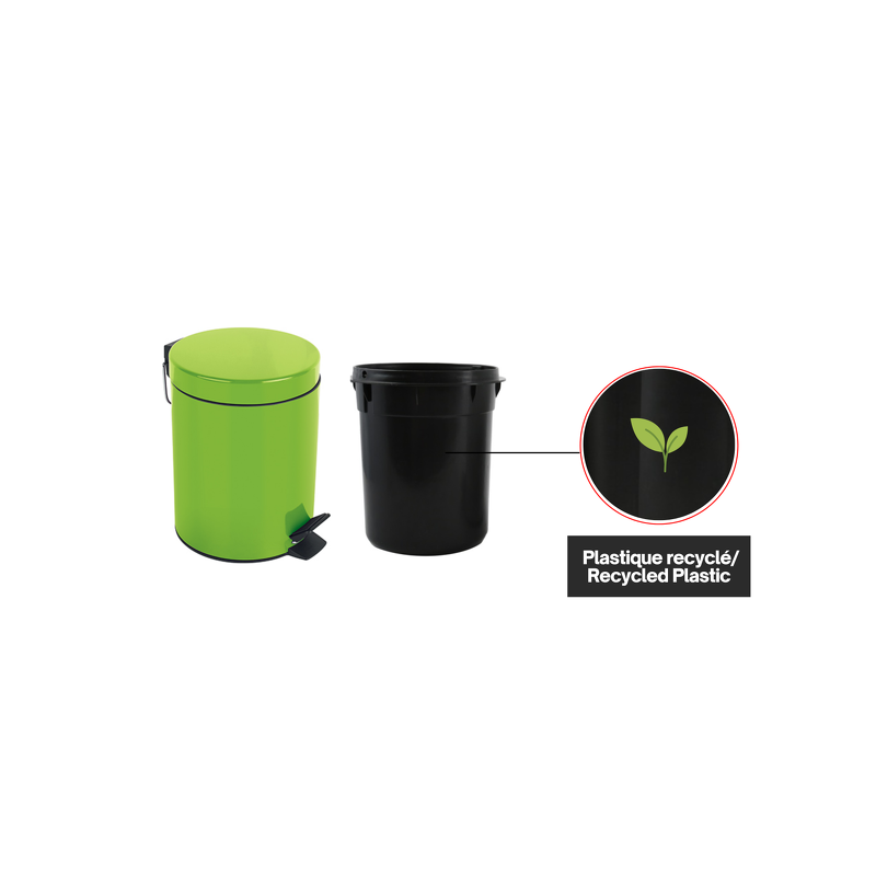 Papelera con pedal de acero SYDNEY 5L Verde kiwi Spirella
