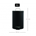 Papelera con pedal de acero inoxidable 5L negro MSV