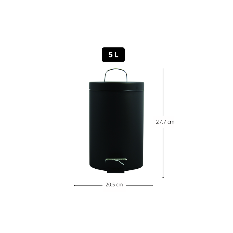 Papelera con pedal de acero inoxidable 5L negro MSV