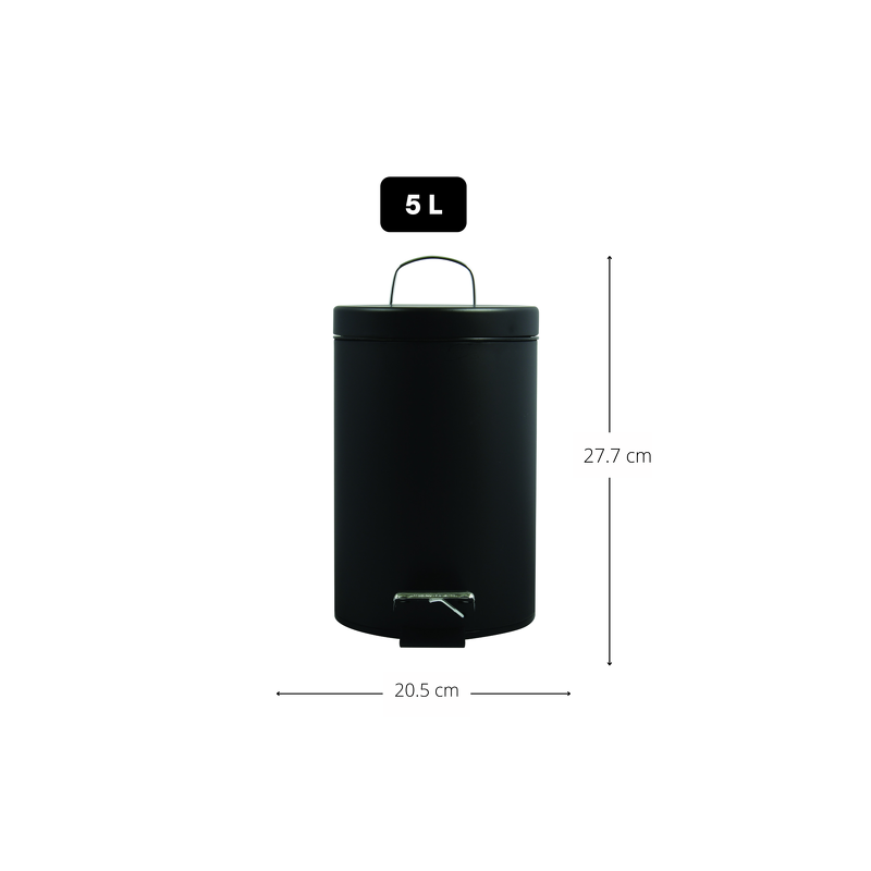 Pedal bin Stainless Steel 5L Black MSV