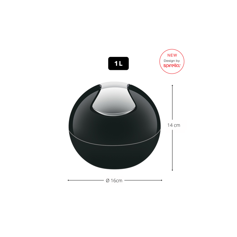 Rocking bin PP BOWL 1L Black Spirella