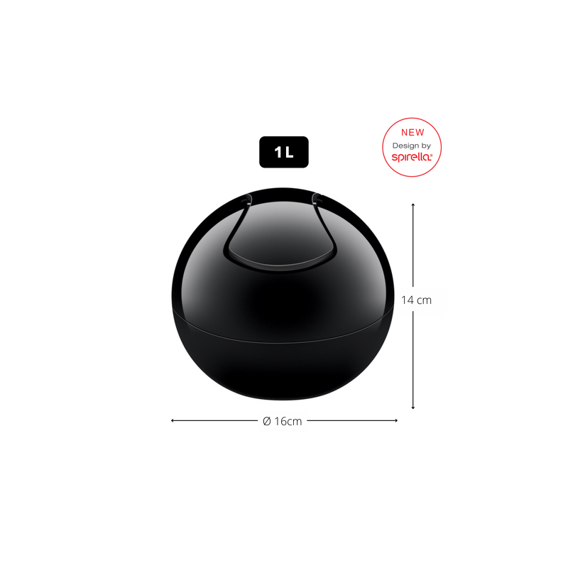 Rocking bin PP BOWL 1L Black Plain Spirella