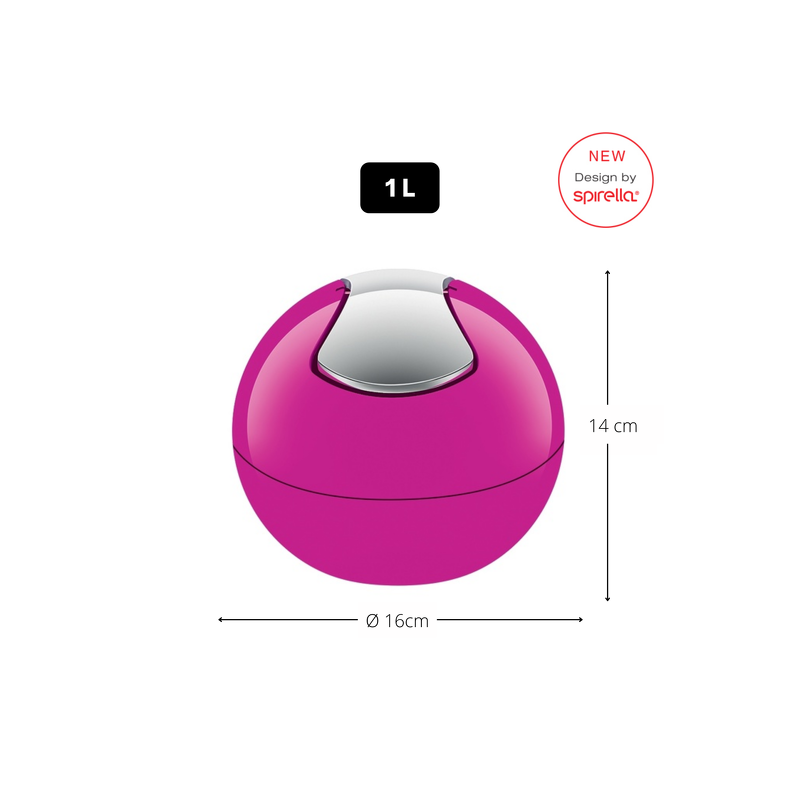 Poubelle à  bascule PP BOWL 1L Rose Foncé Spirella