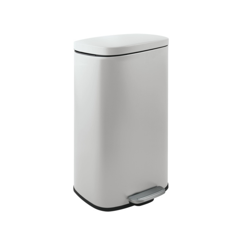 Pattumiera da cucina a pedale di grande capacità Steel AKIRA 50L Spirella bianco opaco
