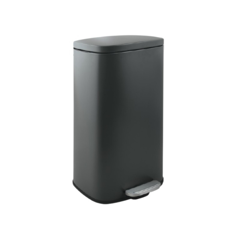 Papelera de cocina con pedal de gran capacidad Acero AKIRA 50L Gris mate Spirella