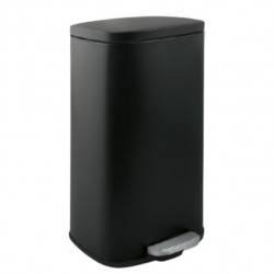 Papelera de cocina con pedal de gran capacidad Acero AKIRA 50L Negro mate Spirella