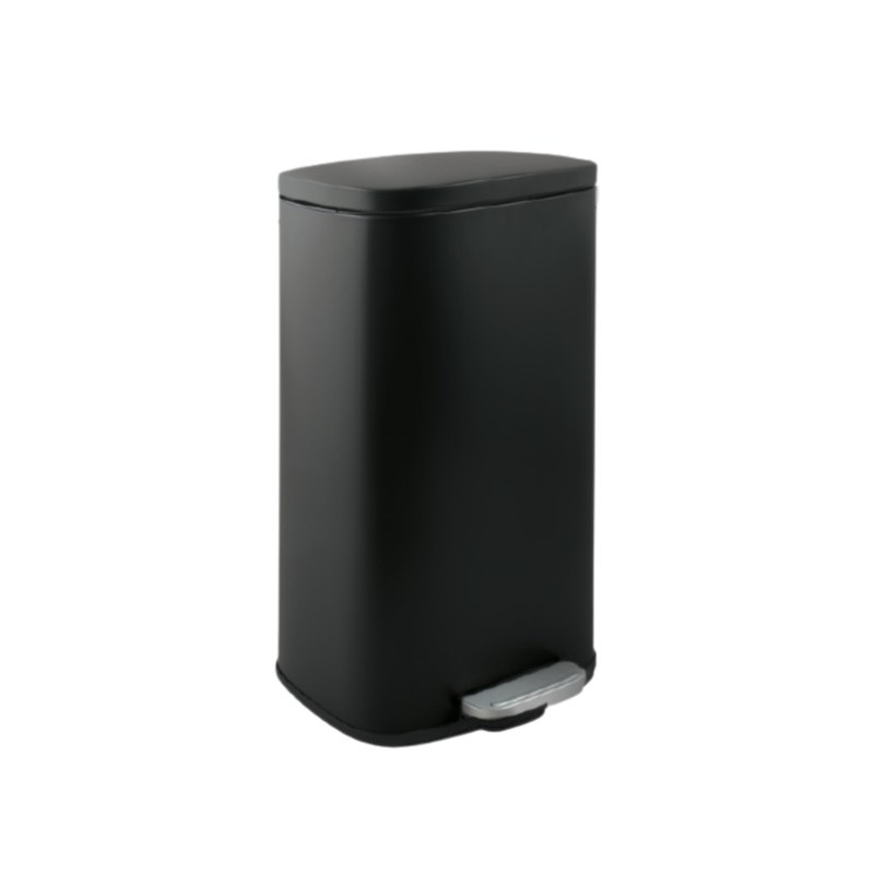 Pattumiera da cucina a pedale di grande capacità Steel AKIRA 50L Spirella nero opaco