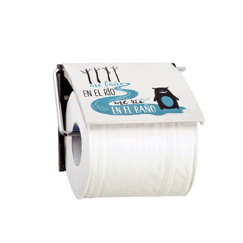 RIO Wall Mounted Toilet Roll Holder Chrome Steel & PS Blue & White MSV