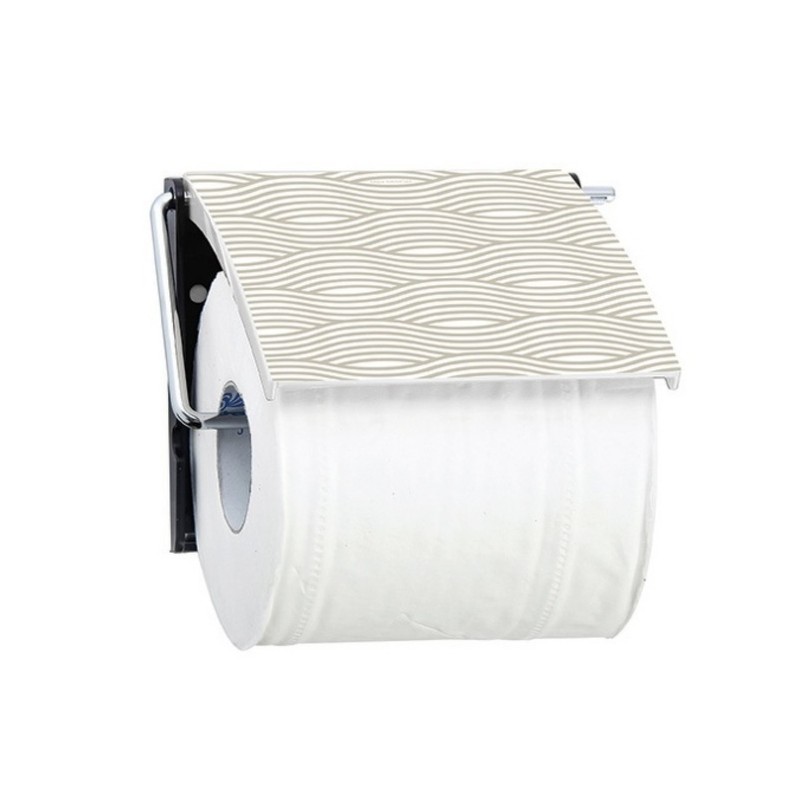 PS Wall Mounted Toilet Roll Holder & Chrome Steel Wave Beige MSV