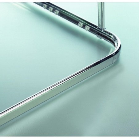 Corner shower curtain rod to fix in Aluminum SURPRISE 90x90cm Glossy Finish - sliders included Spirella