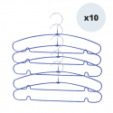 Lot de 10 cintres en Acier plastifié antiglisse Bleu MSV