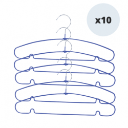 MSV Set of 10 hangers Blue Anti-Slip Plastic Coated Steel