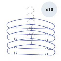 Juego de 10 perchas de acero plastificado antideslizante Azul MSV
