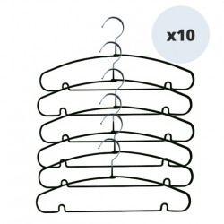 Pack de 10 perchas de acero plastificado antideslizante Negro MSV