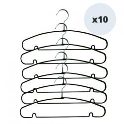 MSV Set of 10 hangers in black anti-slip plastic-coated steel