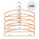 Lot de 10 cintres en acier plastifié antiglisse Orange MSV