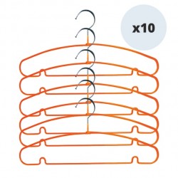 MSV Set of 10 hangers orange anti-slip plastic-coated steel