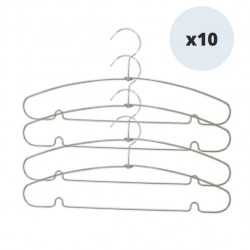 MSV Set of 10 Hangers Anti-Slip Plastic Coated Steel Taupe