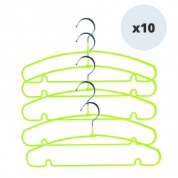 Juego de 10 perchas de acero plastificado antideslizante Verde MSV