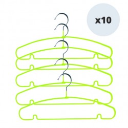 MSV Set of 10 Hangers Anti-Slip Plastic Coated Steel Green