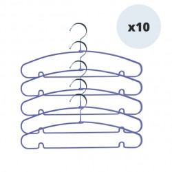 MSV Lot de 10 cintres en acier plastifié antiglisse Violet