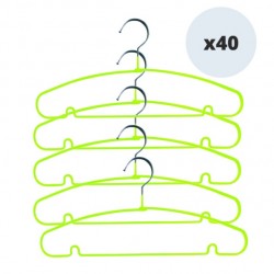 MSV Set of 40 Hangers Green Anti-Slip Plastic Coated Steel