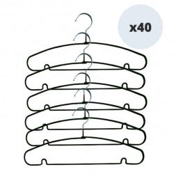 Pack de 40 perchas de acero plastificado antideslizantes Negro MSV
