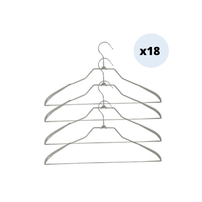 Set of 18 anti-slip plastic coated steel hangers MSV