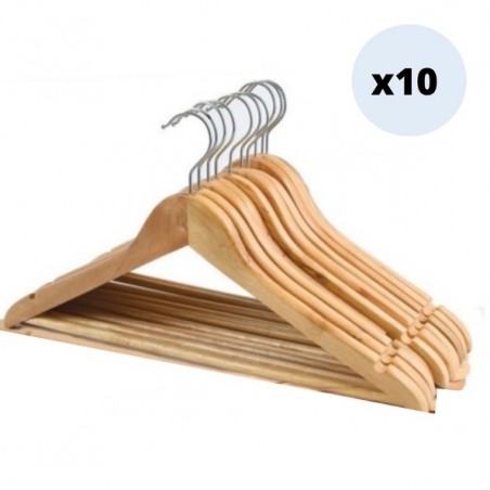 Juego de 10 perchas de madera MSV