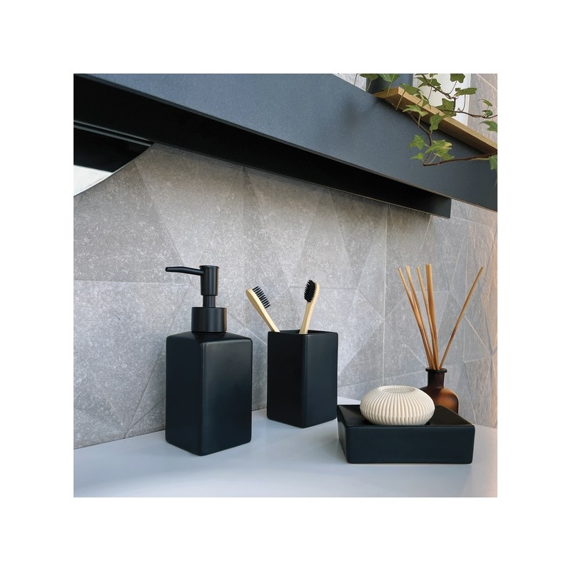 Dispenser sapone ceramica QUADRO opaco nero opaco Spirella
