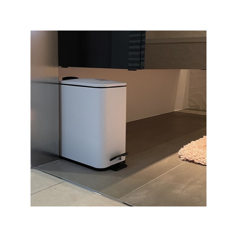 Papelera con pedal Acero ERIK 5L Blanco mate Spirella