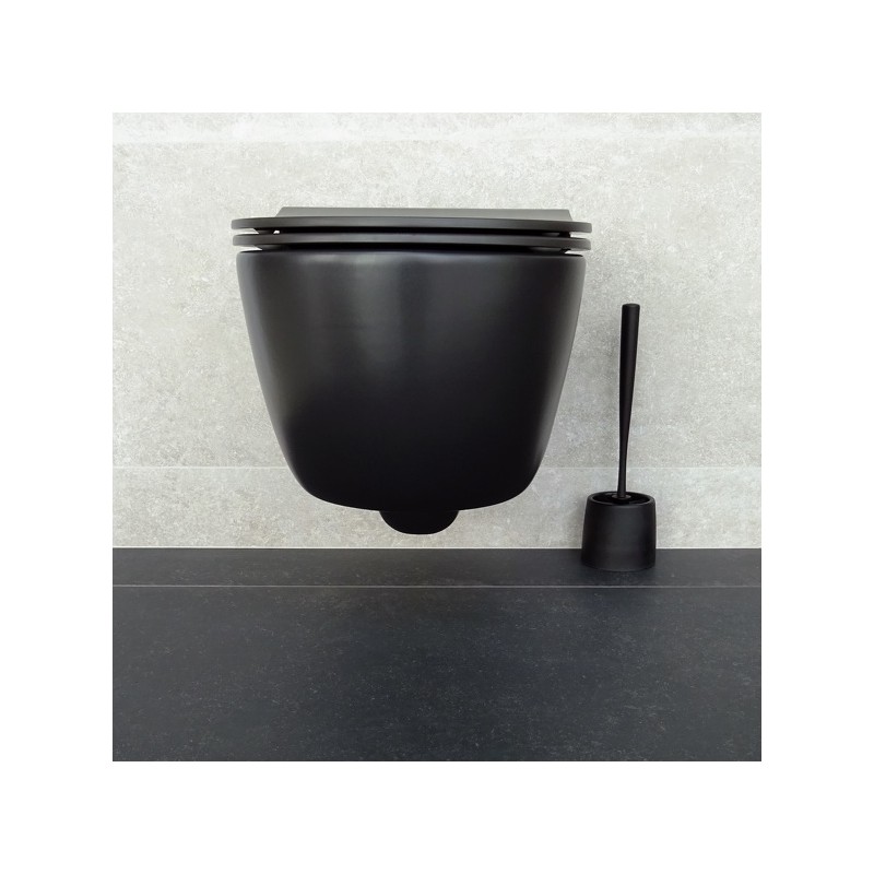 Scopino WC con supporto RICK Nero Spirella