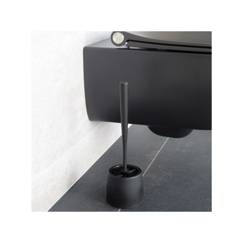 Scopino WC con supporto RICK Nero Spirella