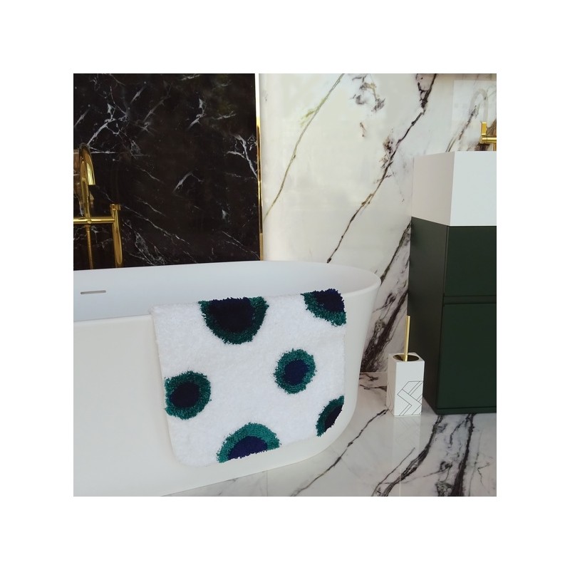 tapis de bain micro fibre DEEP FOREST 50X80cm  blanc & Vert Spirella