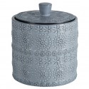 Boite à  cotons Porcelaine RELIEF Gris Spirella