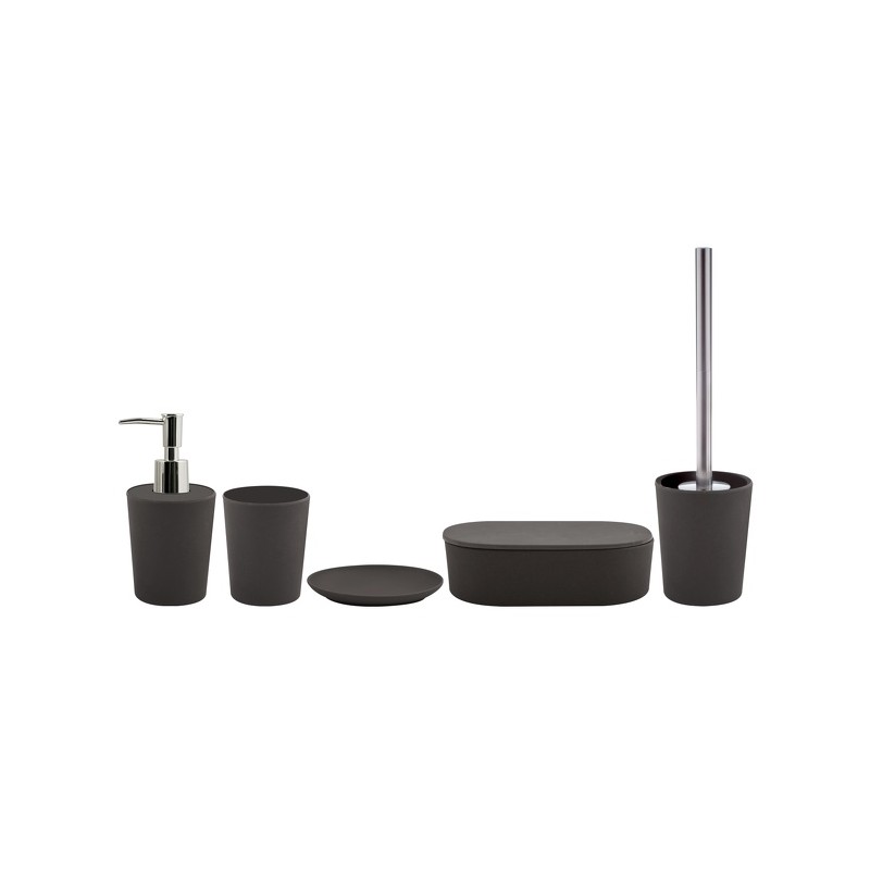 Set of 5 bathroom accessories in Bamboo Fiber TAKEO Anthracite Gray Spirella