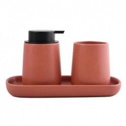 MSV Lot de 3 accessoires de salle de bain en céramique MAONIE Terracotta Mat