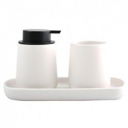 MSV Lot de 3 accessoires de salle de bain en céramique MAONIE Blanc Mat