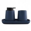 Lot de 3 accessoires de salle de bain en céramique MAONIE Bleu Foncé mat MSV