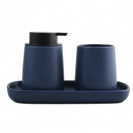 Lot de 3 accessoires de salle de bain en céramique MAONIE Bleu Foncé mat MSV