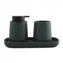 Lot de 3 accessoires de salle de bain en céramique MAONIE Vert Foncé mat MSV