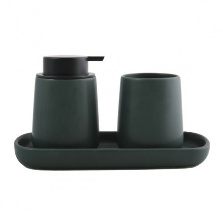 Lot de 3 accessoires de salle de bain en céramique MAONIE Vert Foncé mat MSV