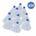 Lot de 24 franges à  serpillière de rechange en coton 150gr Blanc