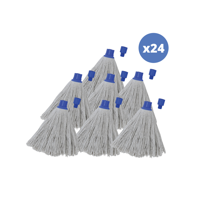 Set mit 24 Ersatz-Moppfransen aus hochwertiger Baumwolle, 220 g, weiß, mit sechseckiger Spitze