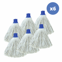 Lot de 6 franges à serpillière de rechange en coton supérieur 185gr Écrue