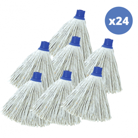 Set 24 frange di ricambio per mop in cotone superior 185gr Ecru MSV