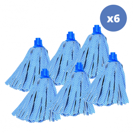 Juego de 6 flecos de recambio de viscosa azul - Incluye adaptador de punta hexagonal MSV