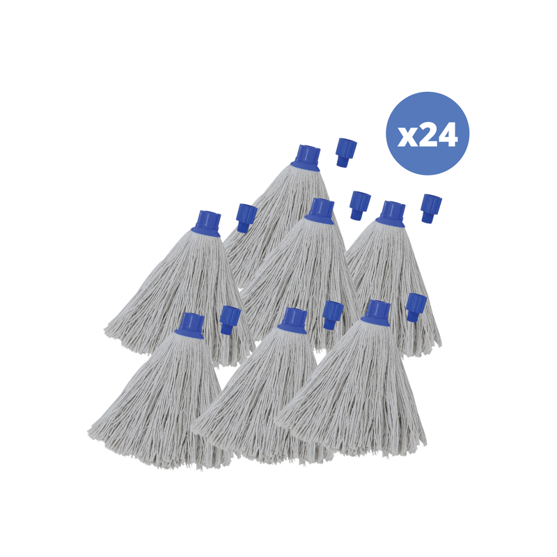 Set mit 24 Ersatz-Moppfransen aus hochwertiger Baumwolle, 250 g, weiß, mit sechseckiger Spitze